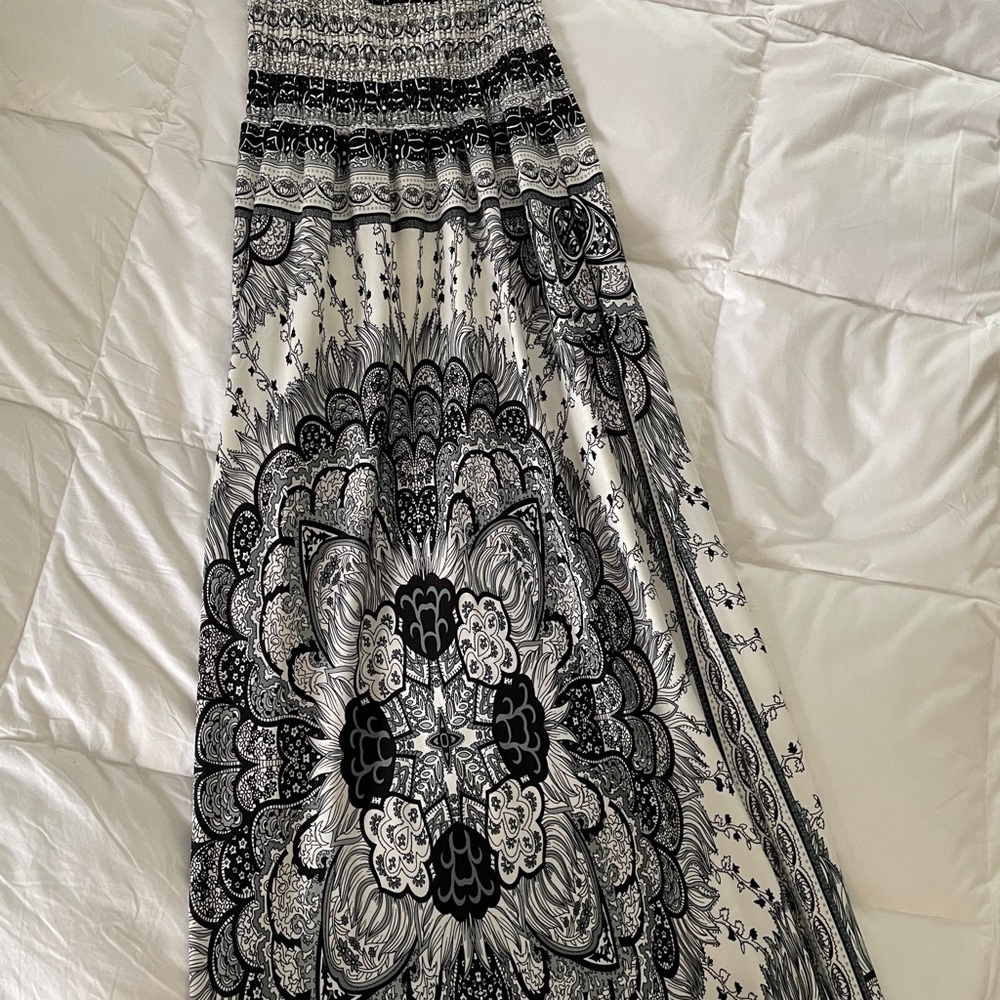 Black and white floral skirt